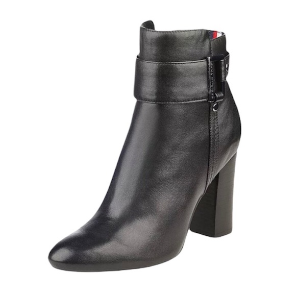 🛑BOGO🆕Tommy Hilfiger Black Leather Ankle Boot - Picture 4 of 8